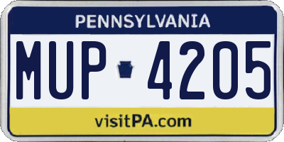 PA license plate MUP4205