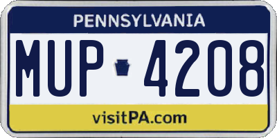 PA license plate MUP4208