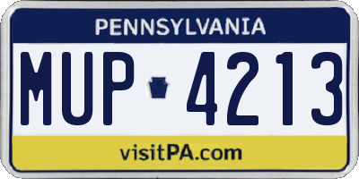 PA license plate MUP4213