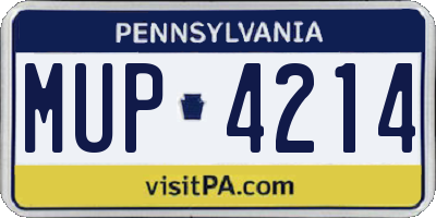 PA license plate MUP4214