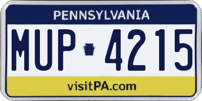 PA license plate MUP4215