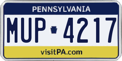 PA license plate MUP4217
