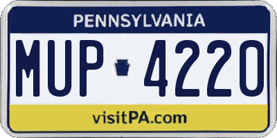 PA license plate MUP4220