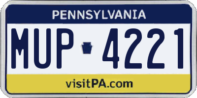 PA license plate MUP4221