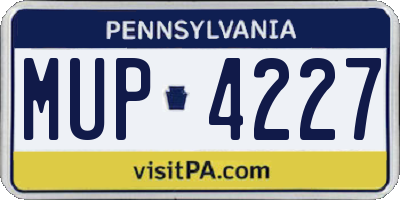 PA license plate MUP4227