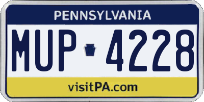 PA license plate MUP4228