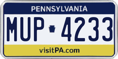PA license plate MUP4233