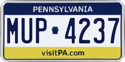 PA license plate MUP4237