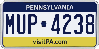PA license plate MUP4238