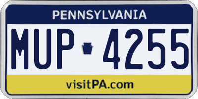 PA license plate MUP4255