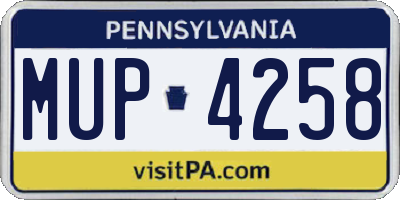 PA license plate MUP4258