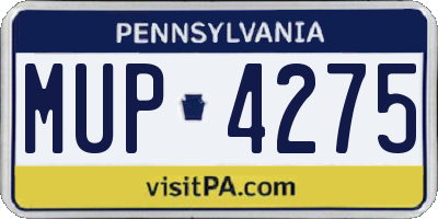 PA license plate MUP4275