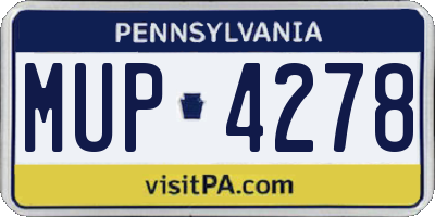 PA license plate MUP4278