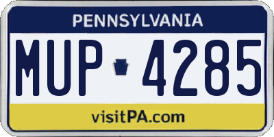 PA license plate MUP4285