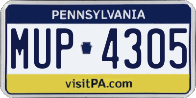 PA license plate MUP4305