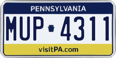PA license plate MUP4311