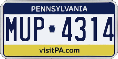 PA license plate MUP4314