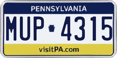 PA license plate MUP4315