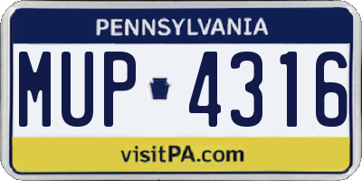PA license plate MUP4316