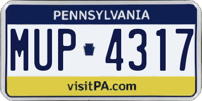 PA license plate MUP4317