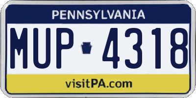 PA license plate MUP4318