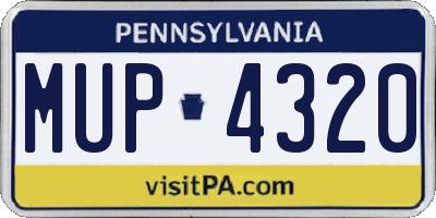 PA license plate MUP4320