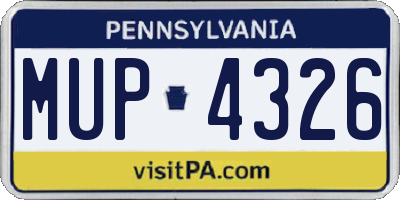 PA license plate MUP4326