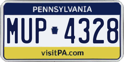 PA license plate MUP4328