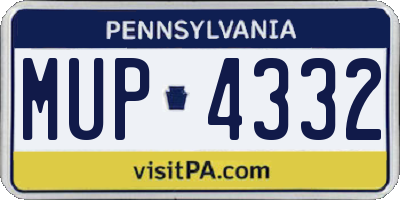 PA license plate MUP4332