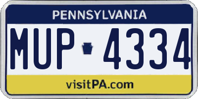 PA license plate MUP4334