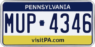 PA license plate MUP4346