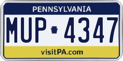 PA license plate MUP4347