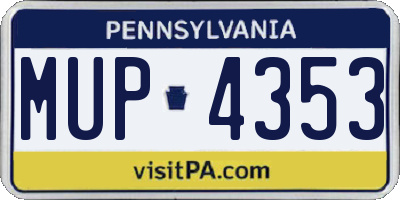 PA license plate MUP4353