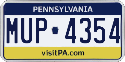 PA license plate MUP4354