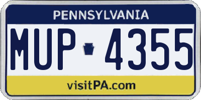 PA license plate MUP4355