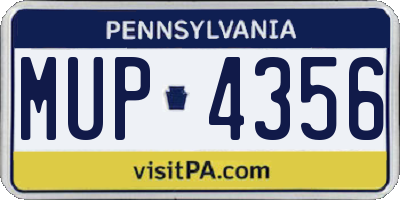 PA license plate MUP4356