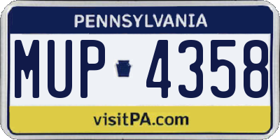 PA license plate MUP4358