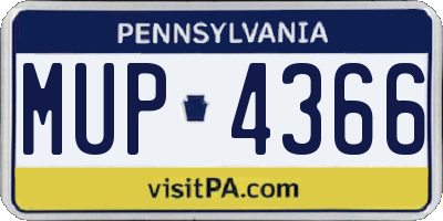 PA license plate MUP4366