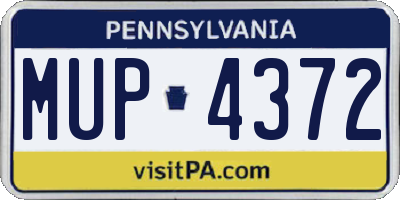 PA license plate MUP4372