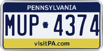PA license plate MUP4374