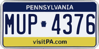 PA license plate MUP4376