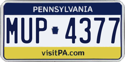 PA license plate MUP4377
