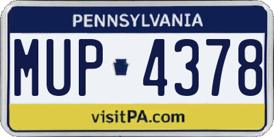 PA license plate MUP4378