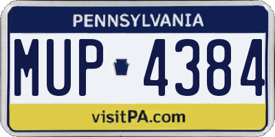 PA license plate MUP4384