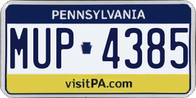 PA license plate MUP4385