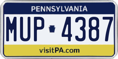 PA license plate MUP4387