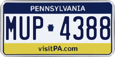 PA license plate MUP4388
