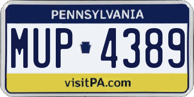 PA license plate MUP4389