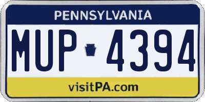 PA license plate MUP4394