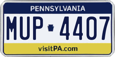 PA license plate MUP4407